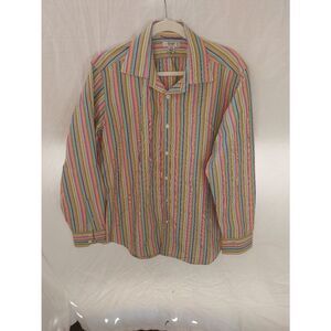 Guess Men's Size XL Multicolored Vertical Stripe Casual Button Down Shirt